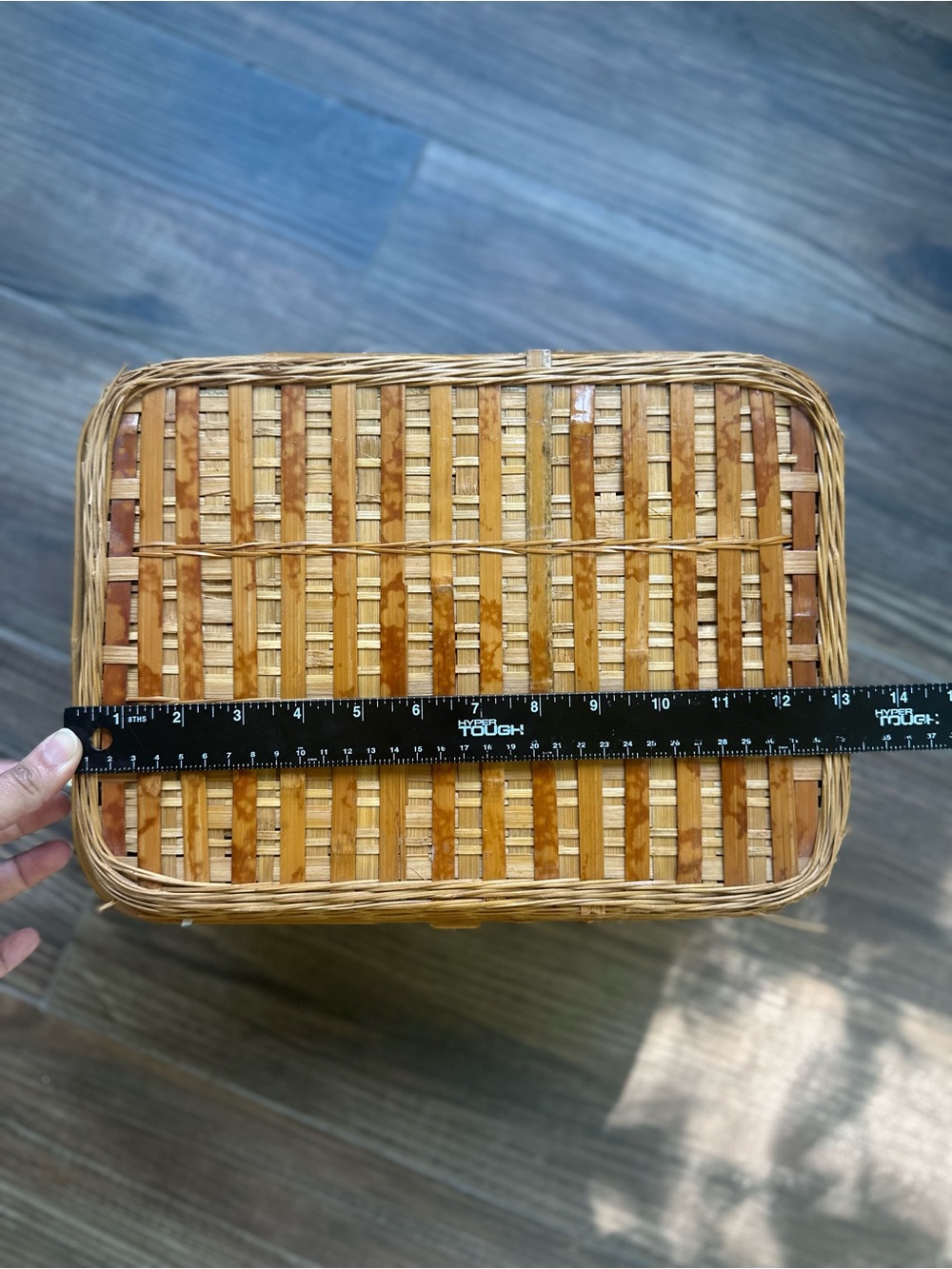 Vintage Antique Woven Picnic Basket in Natural and Brown - Picture 11 of 16
